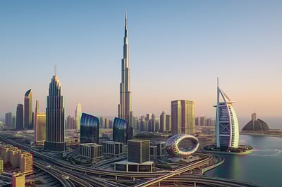 Dubai skyline with iconic landmarks and modern architecture