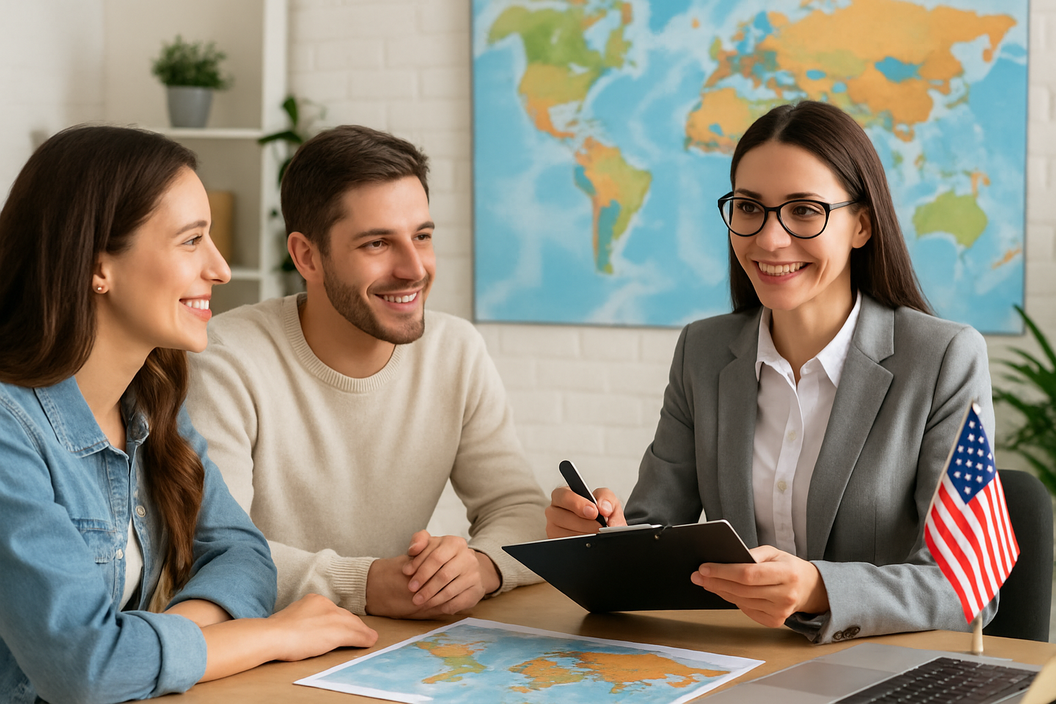 Professional travel consultant assisting clients